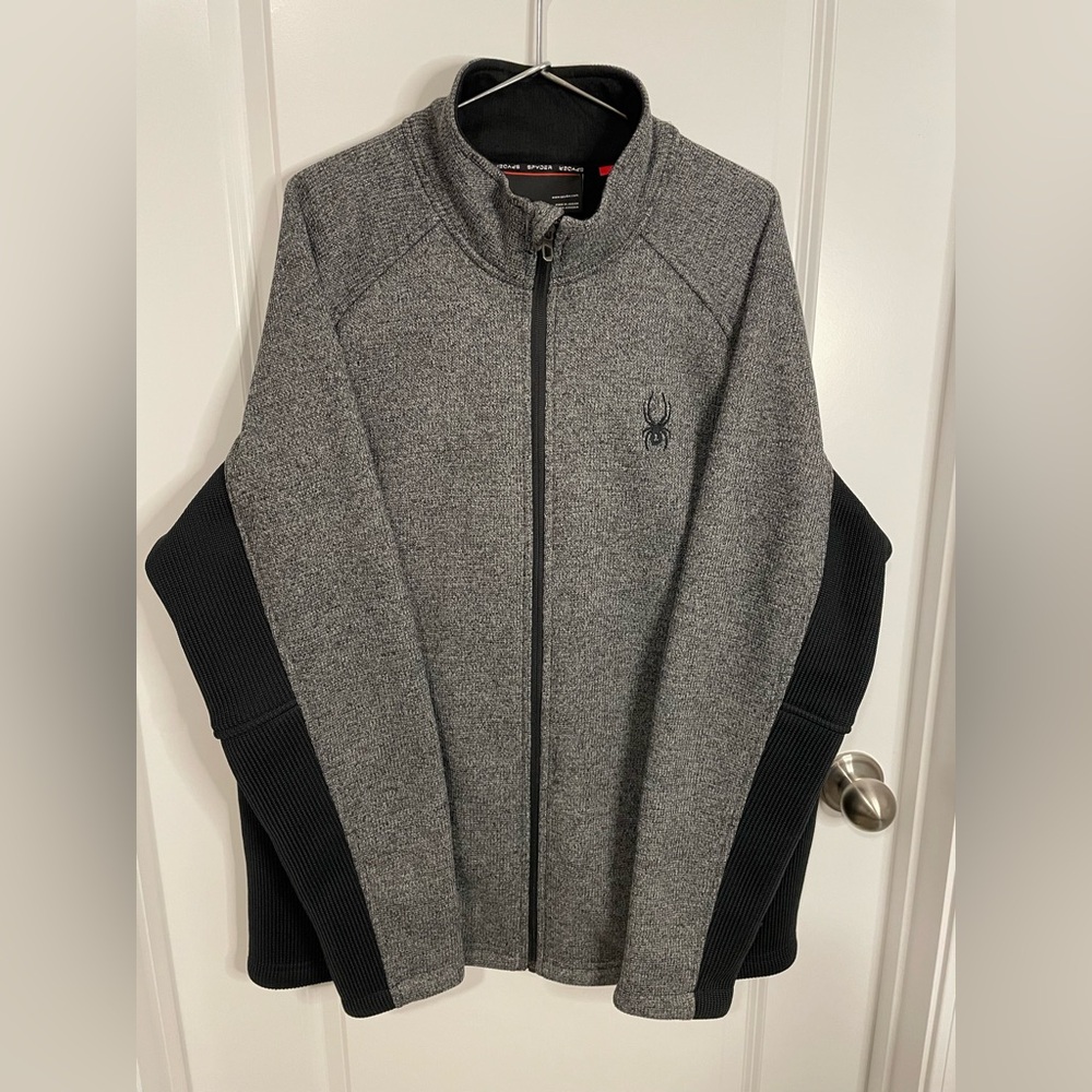 Spyder Men's Charcoal and Black Zip-Up Sweater